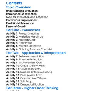 Evaluation And Reflection In Textile Projects Worksheet Activity Booklet
