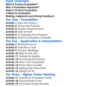 Evaluation Of Products Worksheet Activity Booklet