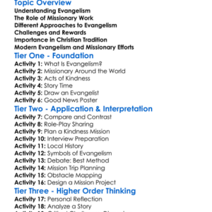 Evangelism And Missionary Work Worksheet Activity Booklet