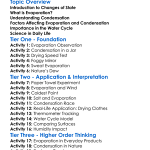 Evaporation And Condensation Worksheet Activity Booklet