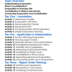 Evaporation And Crystallization Worksheet Activity Booklet