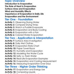 Evaporation Worksheet Activity Booklet