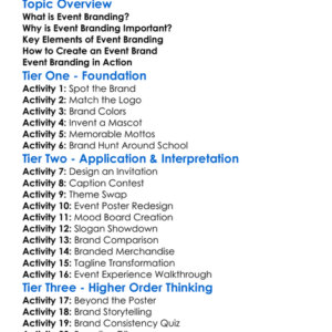 Event Branding Worksheet Activity Booklet