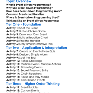 Event-Driven Programming Worksheet Activity Booklet