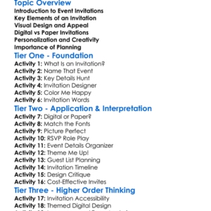 Event Invitation Design Worksheet Activity Booklet