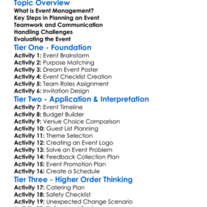 Event Management Worksheet Activity Booklet