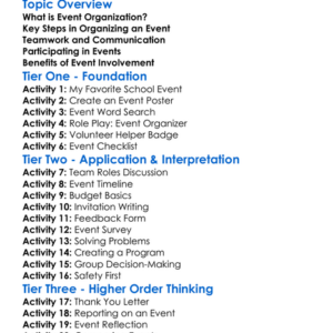 Event Organization And Participation Worksheet Activity Booklet