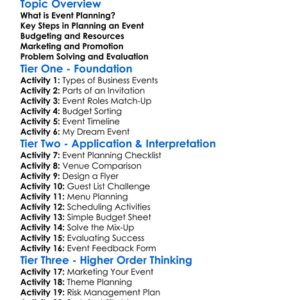 Event Planning In Business Worksheet Activity Booklet