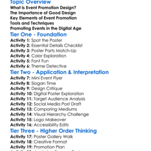 Event Promotion Design Worksheet Activity Booklet
