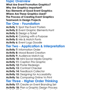 Event Promotion Graphics Worksheet Activity Booklet