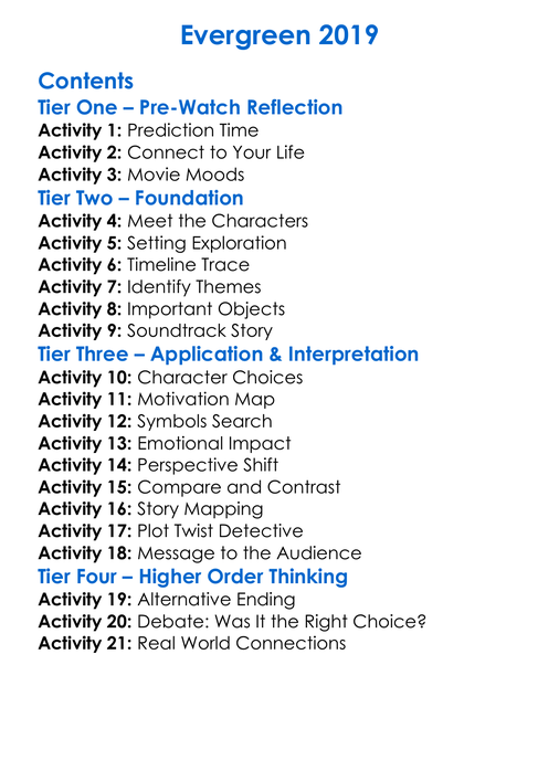 Evergreen 2019 Worksheet Activity Booklet