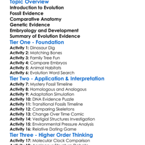 Evidence For Evolution Worksheet Activity Booklet