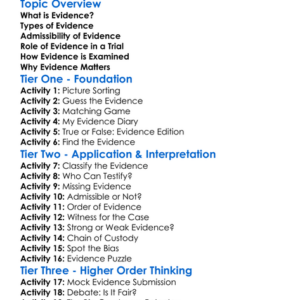 Evidence In Court Worksheet Activity Booklet