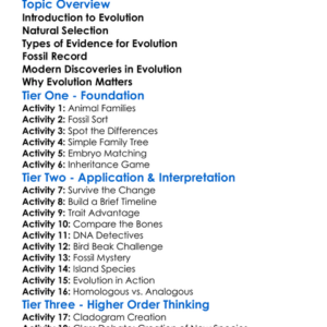 Evolution And Evidence Worksheet Activity Booklet
