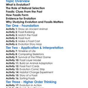 Evolution And Fossils Worksheet Activity Booklet