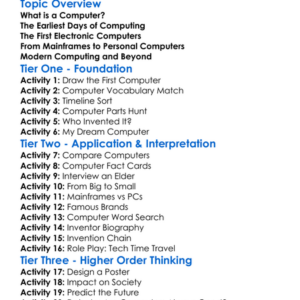 Evolution Of Computers Worksheet Activity Booklet
