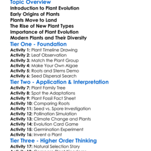 Evolution Of Plants Worksheet Activity Booklet