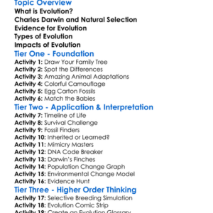 Evolutionary Theory Worksheet Activity Booklet