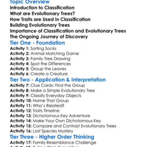 Evolutionary Trees And Classification Worksheet Activity Booklet