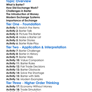 Exchange And Barter Worksheet Activity Booklet