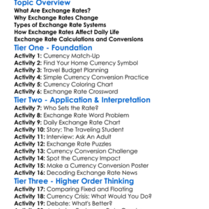 Exchange Rate Systems Worksheet Activity Booklet