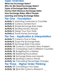 Exchange Rates Worksheet Activity Booklet