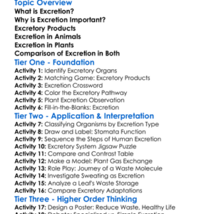 Excretion In Plants And Animals Worksheet Activity Booklet