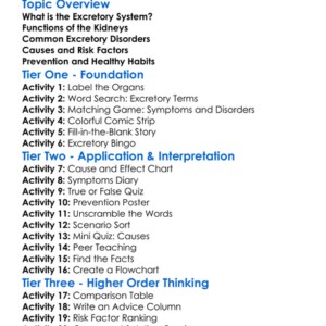 Excretory Disorders Worksheet Activity Booklet