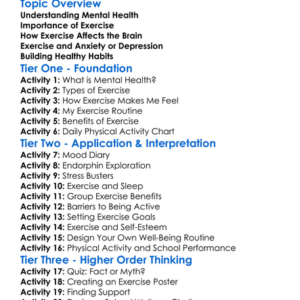 Exercise And Mental Health Worksheet Activity Booklet