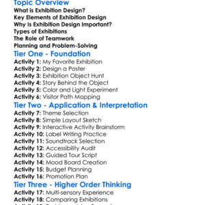 Exhibition Design Worksheet Activity Booklet