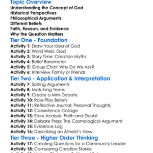 Existence Of God Worksheet Activity Booklet
