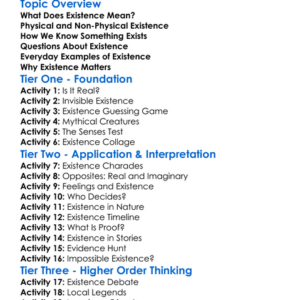 Existence Worksheet Activity Booklet
