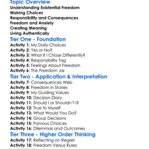 Existential Freedom Worksheet Activity Booklet