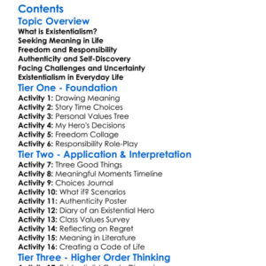 Existentialism And The Meaning Of Life Worksheet Activity Booklet