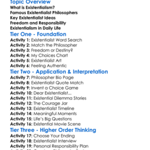 Existentialist Philosophers Worksheet Activity Booklet