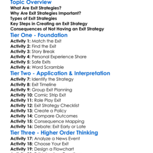 Exit Strategies Worksheet Activity Booklet
