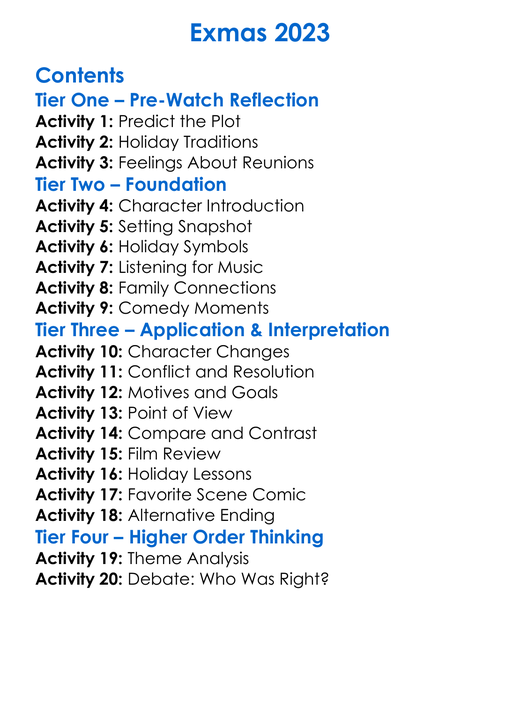 Exmas 2023 Worksheet Activity Booklet