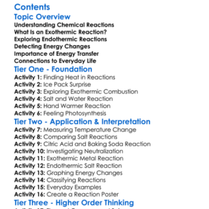 Exothermic And Endothermic Reactions Worksheet Activity Booklet