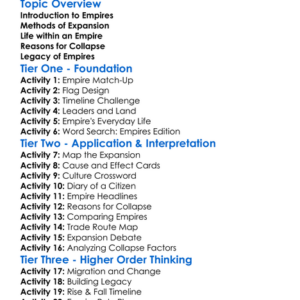 Expansion And Collapse Of Empires Worksheet Activity Booklet