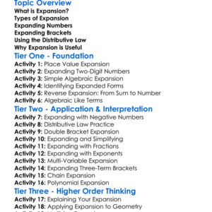 Expansion Methods Worksheet Activity Booklet