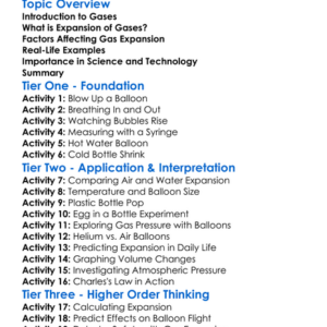 Expansion Of Gases Worksheet Activity Booklet