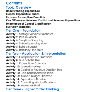 Expenditure Classification Capital Vs Revenue Worksheet Activity Booklet