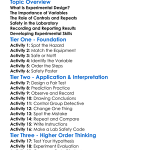Experimental Design And Safety Worksheet Activity Booklet