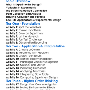Experimental Design Worksheet Activity Booklet