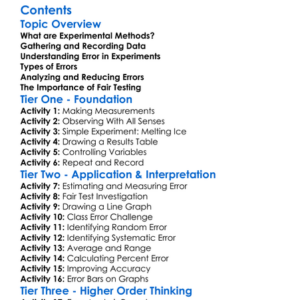 Experimental Methods And Error Analysis Worksheet Activity Booklet