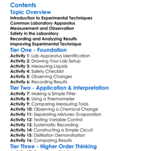 Experimental Techniques And Apparatus Worksheet Activity Booklet