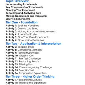 Experimental Techniques Worksheet Activity Booklet