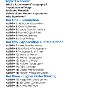 Experimental Typography Worksheet Activity Booklet