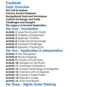 Exploration And Discovery In The Ancient World Worksheet Activity Booklet