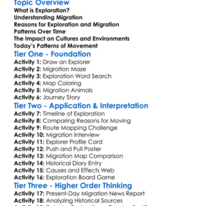 Exploration And Migration Patterns Worksheet Activity Booklet